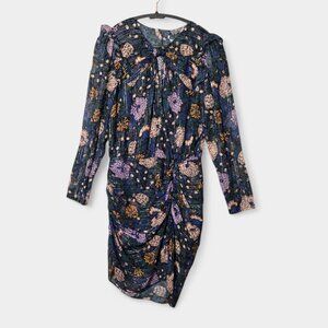 Veronica Beard Womens Peppa Floral Silk Blouson Mini Dress Cocktail Event 10 NWT